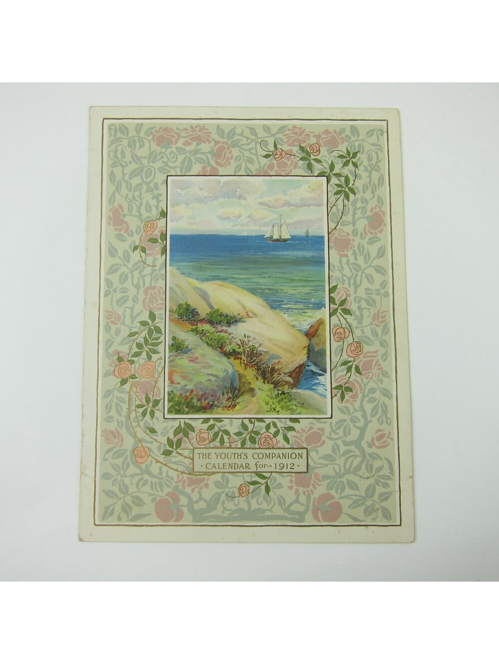 Youth’s Companion 1912 Calendar Perry Mason Co. Sailboats Lady Antique RARE